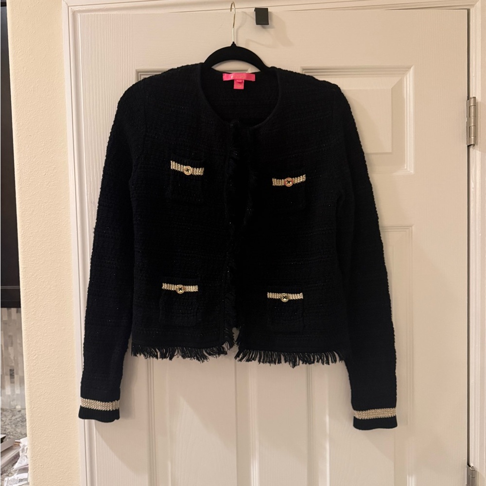 Lilly Pulitzer Black Cardigan with Gold Accents